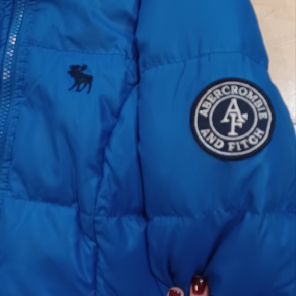 ABERCROMBIE & FITCH WOMEN'S BLUE HOODED DOWN FULL ZIP PUFFER JACKET SIZE XS - Picture 3 of 7